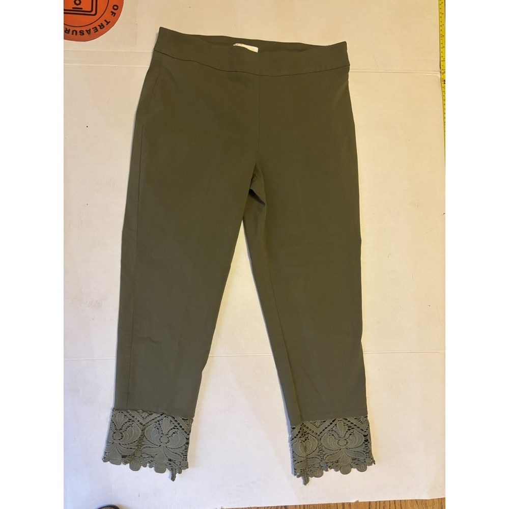 Cato contemporary Ankle pant Legging lace around ankle size 12 olive green